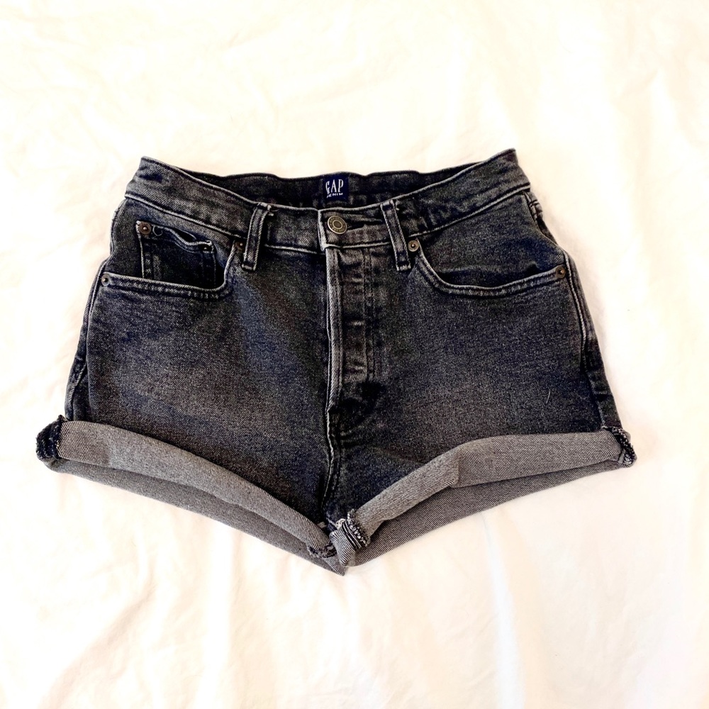 Black denim shorts